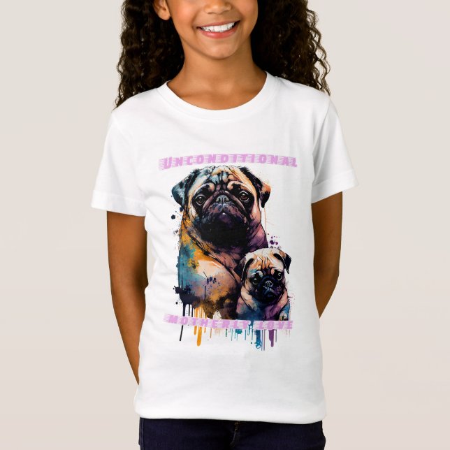 Kärlek de madre pug - ovillkorligt Kärlek T Shirt (Framsida)