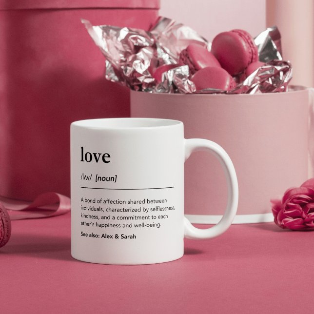 Kärlek definition med par eller familj namn kaffemugg (Skapare uppladdad)