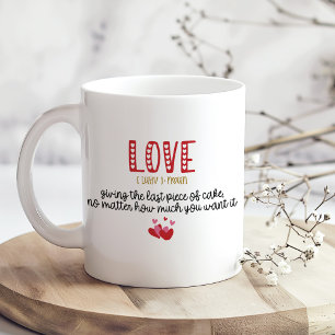 KÄRLEK definition och Anpassningsbar Hjärtformfoto Kaffemugg