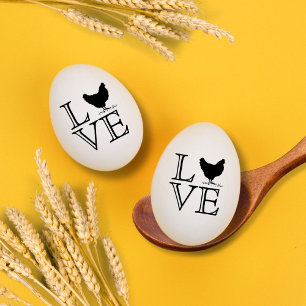 Kärlek dekorativt skript Chicken Egg Frimärke Stämpel