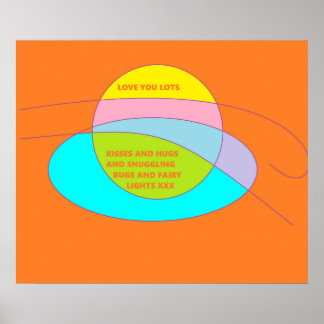 Kärlek delar du ut meddelanden på orange och blå d poster
