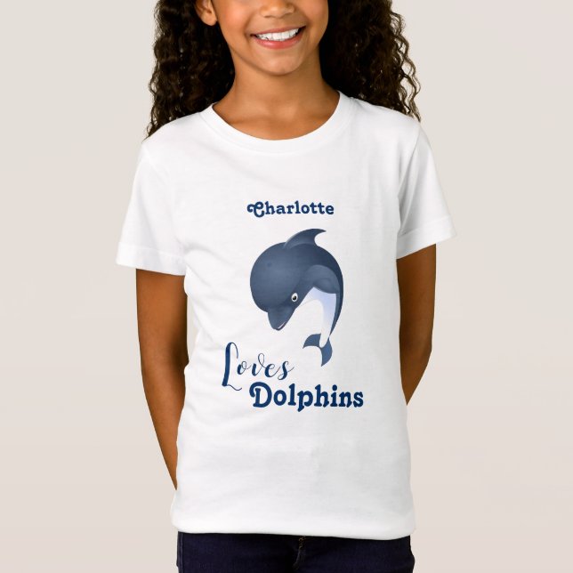 Kärlek-delfiner - Barnets Namn T-Shirt (Framsida)