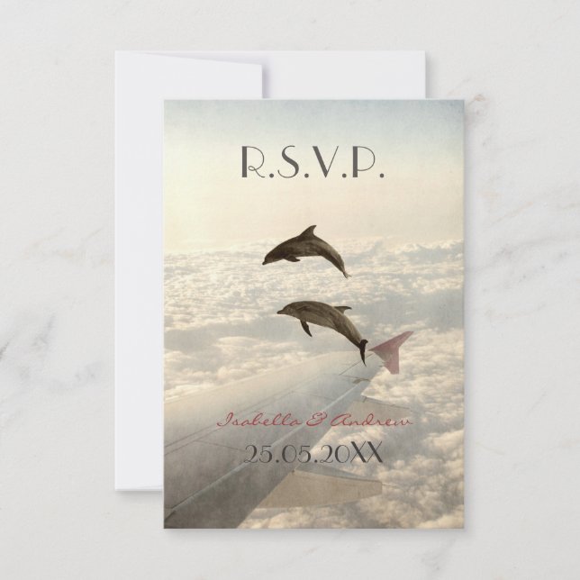 Kärlek-delfiner - bröllop OSA Kort (Framsida)