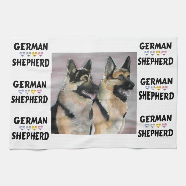 Kärlek den tyska Shepherd Hund Towel Kökshandduk (Horisontell)