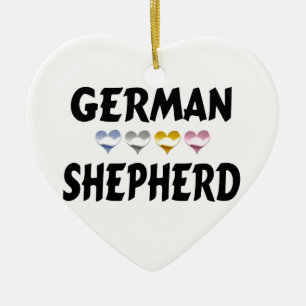 Kärlek den tyska shepherd julgransprydnad keramik