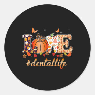 Kärlek Dental Life Pumpkin Tooth Dentist Fall Tack Runt Klistermärke