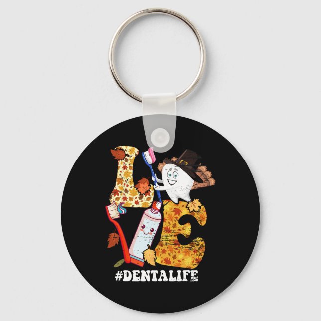 KÄRLEK Dental Life Turkey Tooth Autumn Fall Thanks Nyckelring (Framsida)
