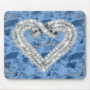 Kärlek Diamond Heart Blue Mouse Pad Musmatta