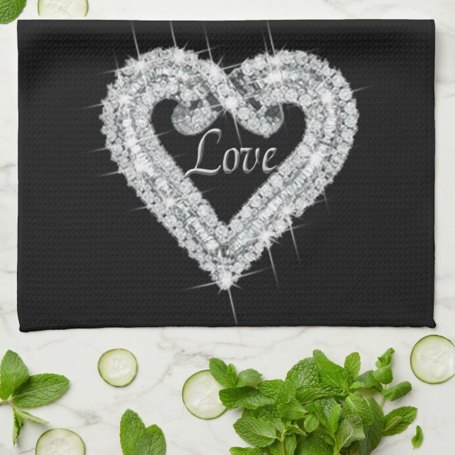 Kärlek Diamond Heart Kitchen Towel Kökshandduk (Vikta)