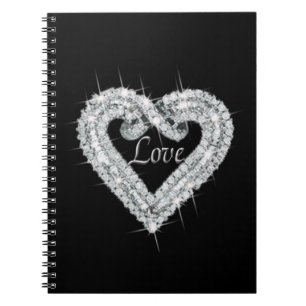 Kärlek Diamond Heart Spiral bärbar dator Anteckningsbok Med Spiral