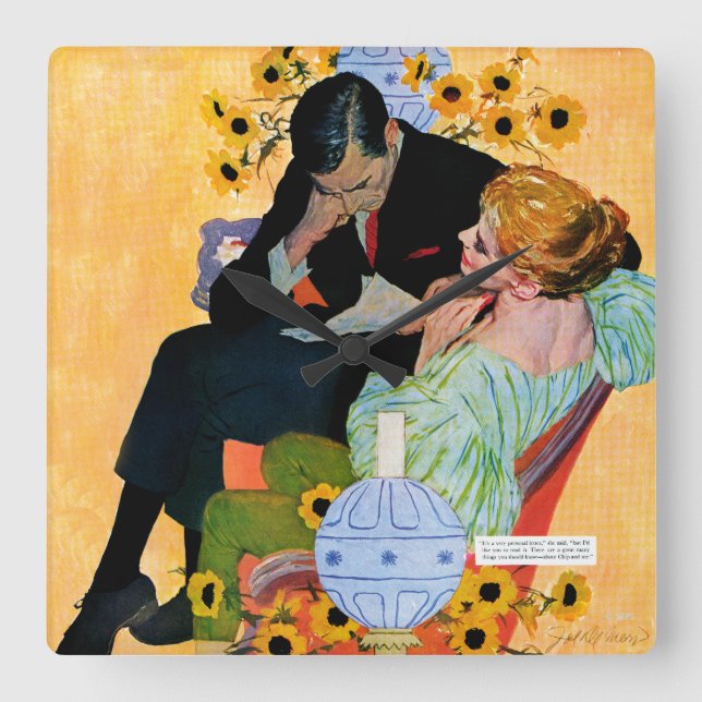 Kärlek Dies Slowly Fyrkantig Klocka (Framsida)