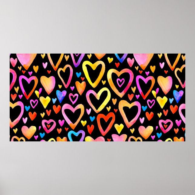Kärlek dig. Hjärtat för illustration av vattenfärg Poster (Framsidan)