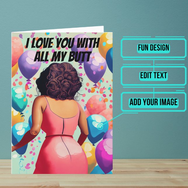 Kärlek dig med min knapp-vän födelsedag Ver 1 Kort (This fun card is unique and colorful and funny and perfect for a boyfriend.)