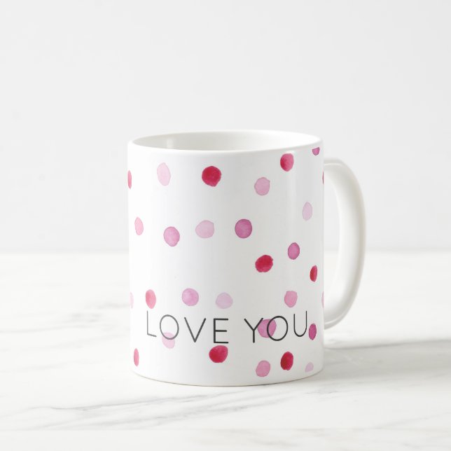 KÄRLEK DIG Rosa Polka dots Sweet Valentine Speciel Kaffemugg (Framsida höger)