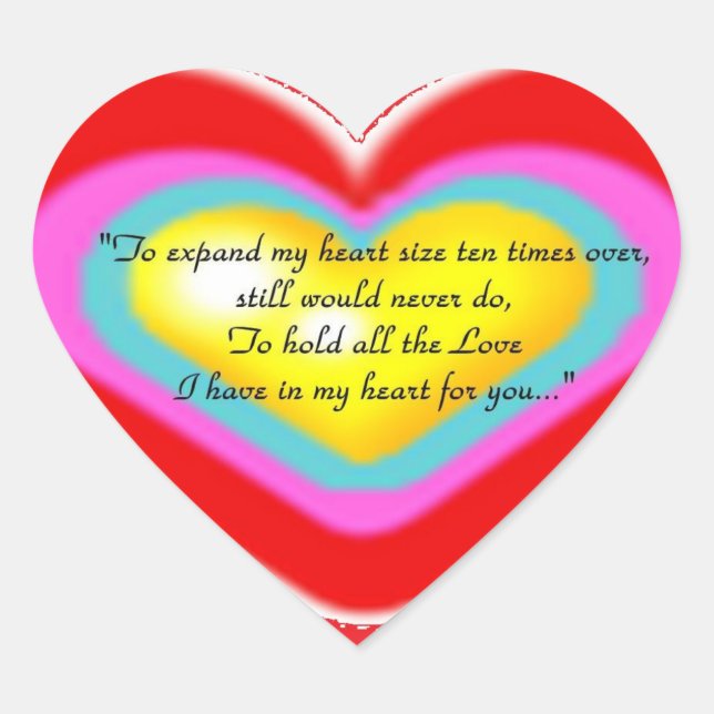 Kärlek Dikt Sticker Hjärtformat Klistermärke (Framsida)