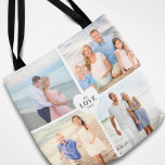 Kärlek Din Anpassningsbar Heart Photo Collage Tygkasse<br><div class="desc">Modern anpassningsbar och snyggt foto till väskan har en 4 fotokollage med fyrkantiga bilder av Instagram stil (8 bilder på vägens framsida och baksida) i en enkel arrangemang som är centrerad med kärlek i en hjärtform. Anpassa mörk grått (färg kan ändras) med texten "I KÄRLEK NI", "WE KÄRLEK DU" eller...</div>
