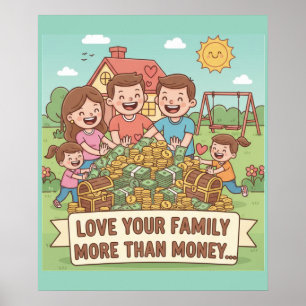 Kärlek din familj mer än pengar poster