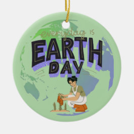 "Kärlek din Mor: Jorddagen varje dag" Julgransprydnad Keramik