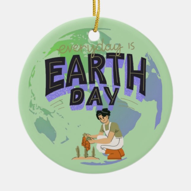 "Kärlek din Mor: Jorddagen varje dag" Julgransprydnad Keramik (Framsidan)