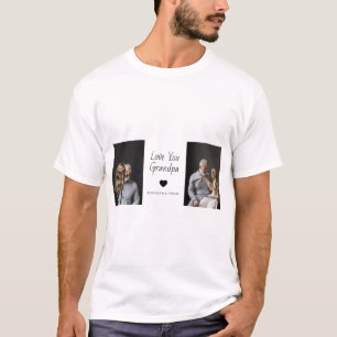 Kärlek din morfar med hjärta och foton - t shirt
