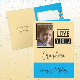 Kärlek, din mormor, lägg till bild blå gult födels kort