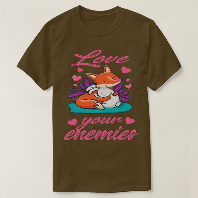 Kärlek dina fiender Fräx-kanin Jesus Bible Peace T Shirt (Design framsida)