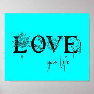 Kärlek ditt liv Stars Lotus måne Sol drakonflys Poster