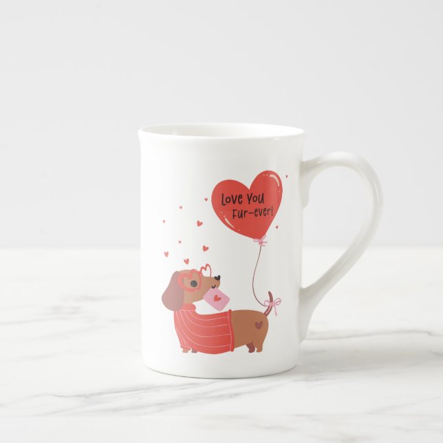 Kärlek, ditt Päls-någonsin Cute Dachshund Hund Red Benporslin Mugg (Höger)