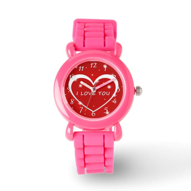 Kärlek, ditt röda och vita hjärta armbandsur (Framsida)
