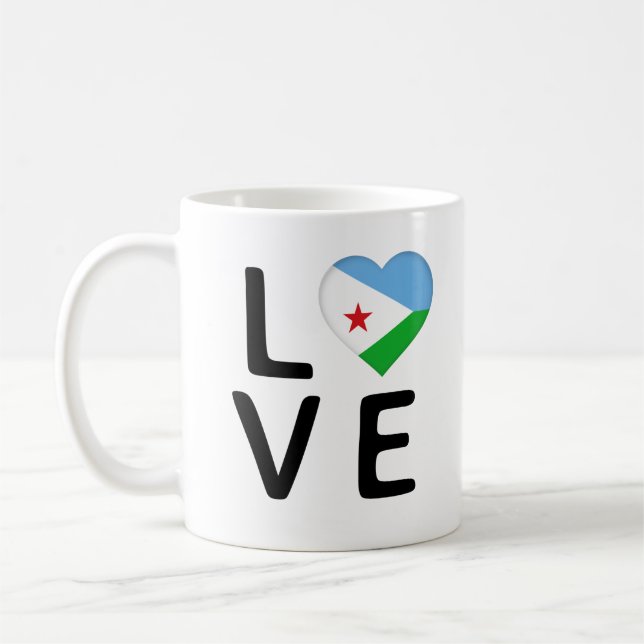 Kärlek - Djibouti Flagga Kaffemugg (Vänster)