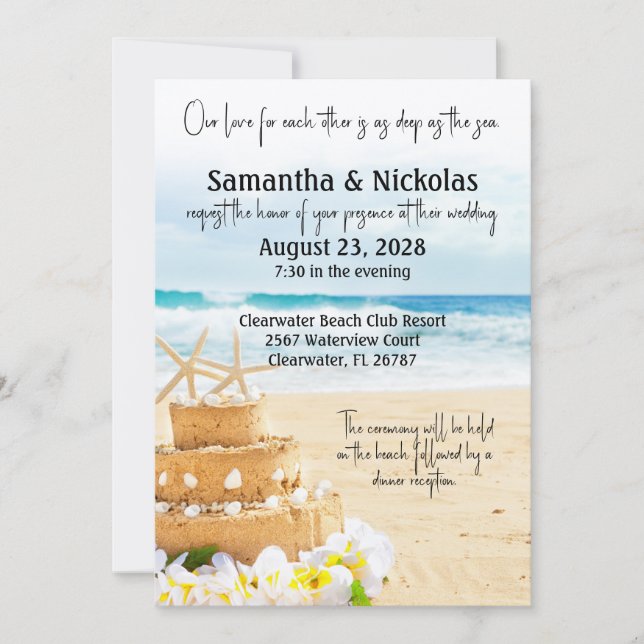 Kärlek djup som Sea Beach Wedding Inbjudningar (Framsida)