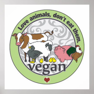 Kärlek djur äter inte dem Vegan Poster