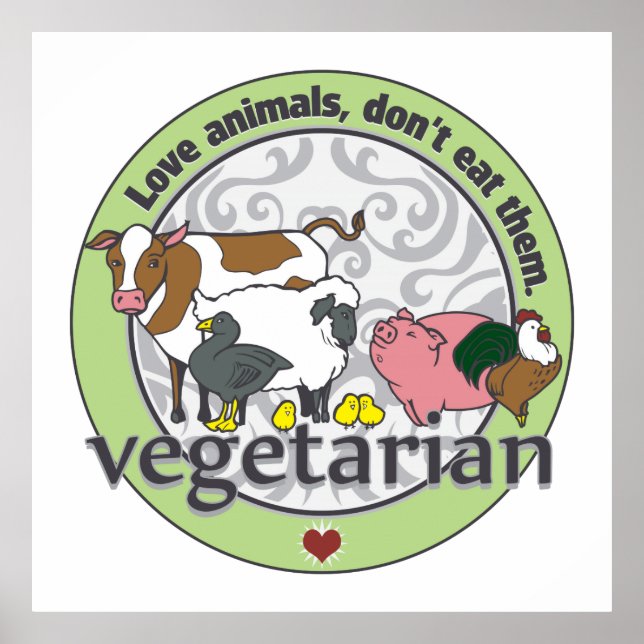 Kärlek djur äter inte deras vegetarianer poster (Framsidan)