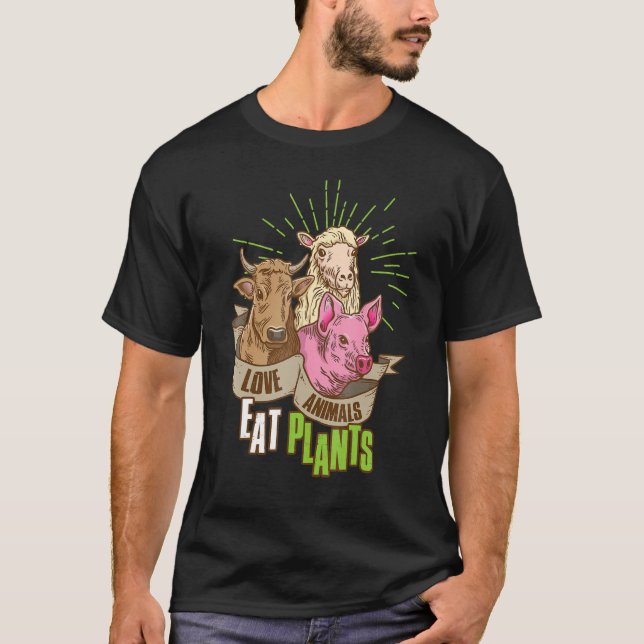 Kärlek djur Ätväxter Vegan T Shirt (Framsida)