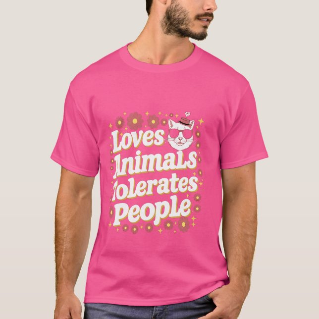 Kärlek-djur tolererar människor - t shirt (Framsida)