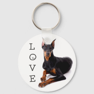 Kärlek Doberman Pinscher Puppy Hund Keychain Nyckelring