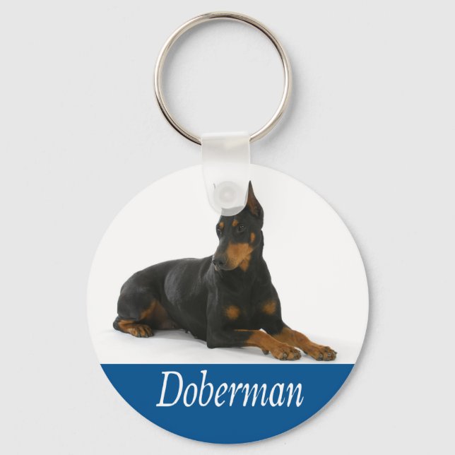 Kärlek Doberman Pinscher Puppy Hund Keychain Nyckelring (Framsida)