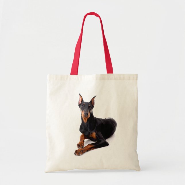 Kärlek Doberman Pinscher Puppy Hund Tote Bag Tygkasse (Framsidan)