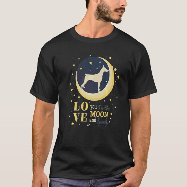 Kärlek Dobermann Hund till Måne T Shirt (Framsida)