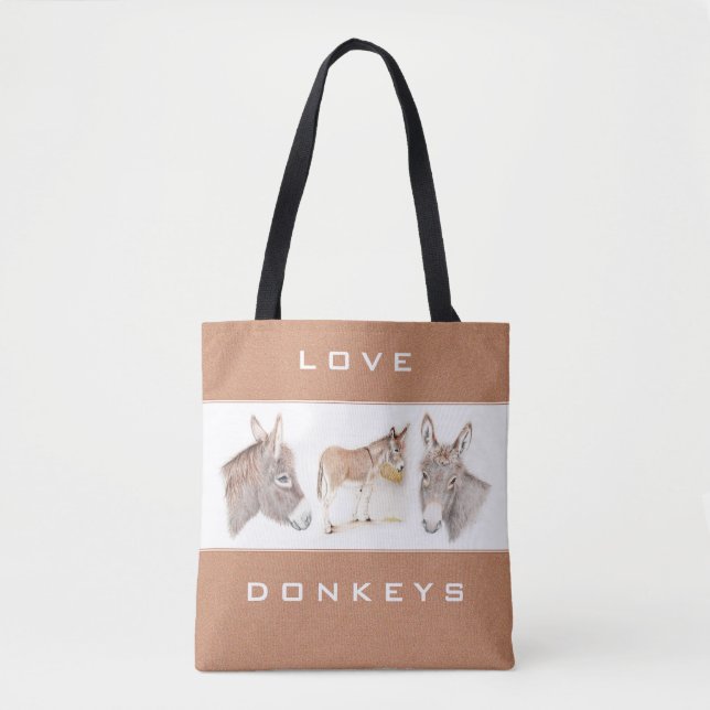 Kärlek Donkey Brown Tote Bag Tygkasse (Framsida)
