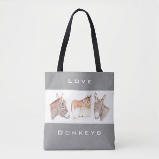 Kärlek Donkey Grått Tote Bag Tygkasse