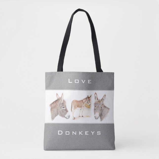 Kärlek Donkey Grått Tote Bag Tygkasse (Framsida)
