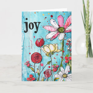 *~**~ KÄRLEK Doodle Art Colorful Whimsical Flower Tack Kort