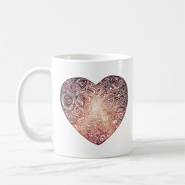 Kärlek Doodle Heart Abstrakt Art Kaffemugg (Vänster)