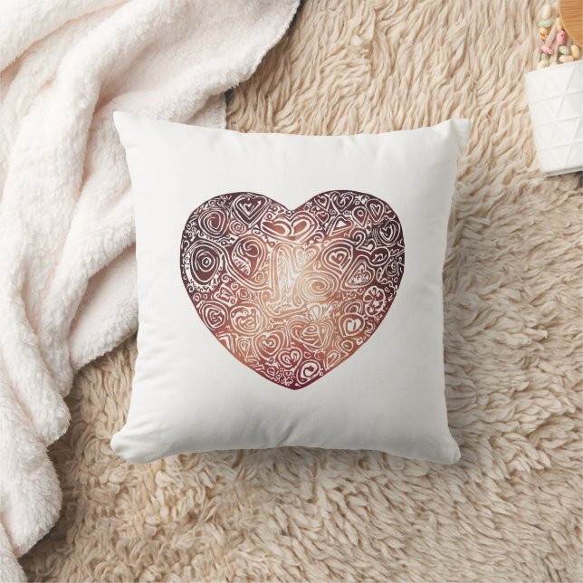 Kärlek Doodle Heart Abstrakt Art Kudde (Filt)