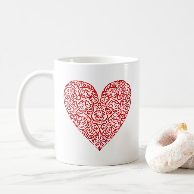 Kärlek Doodle Heart Abstrakt Art, nr 02 Kaffemugg (Med munk)