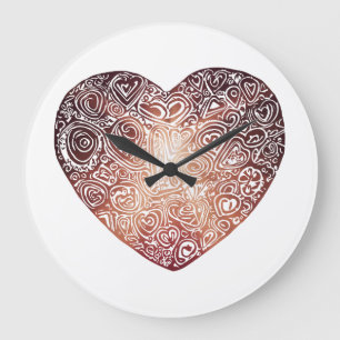 Kärlek Doodle Heart Abstrakt Art Stor Klocka