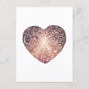 Kärlek Doodle Heart Abstrakt Art Vykort