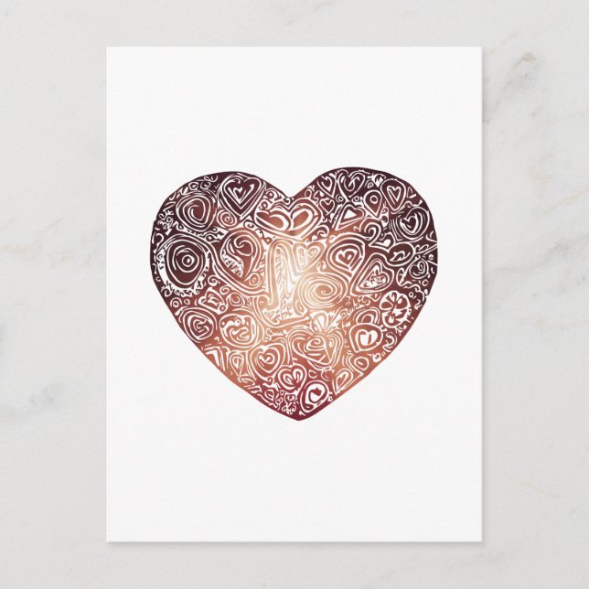 Kärlek Doodle Heart Abstrakt Art Vykort (Framsida)