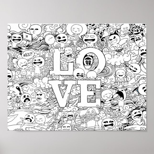 Kärlek Doodle Poster (Framsidan)